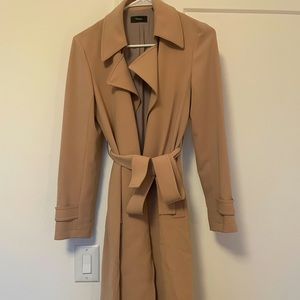 Theory camel colored trench coat w/ wrap tie waist